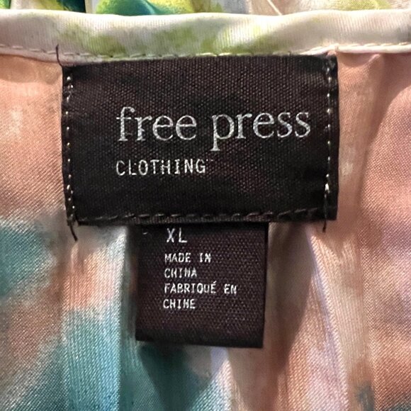 Free Press Dress Women XL Pastel Watercolor Accordion Pleat Fresh Spag Strap - Picture 7 of 8